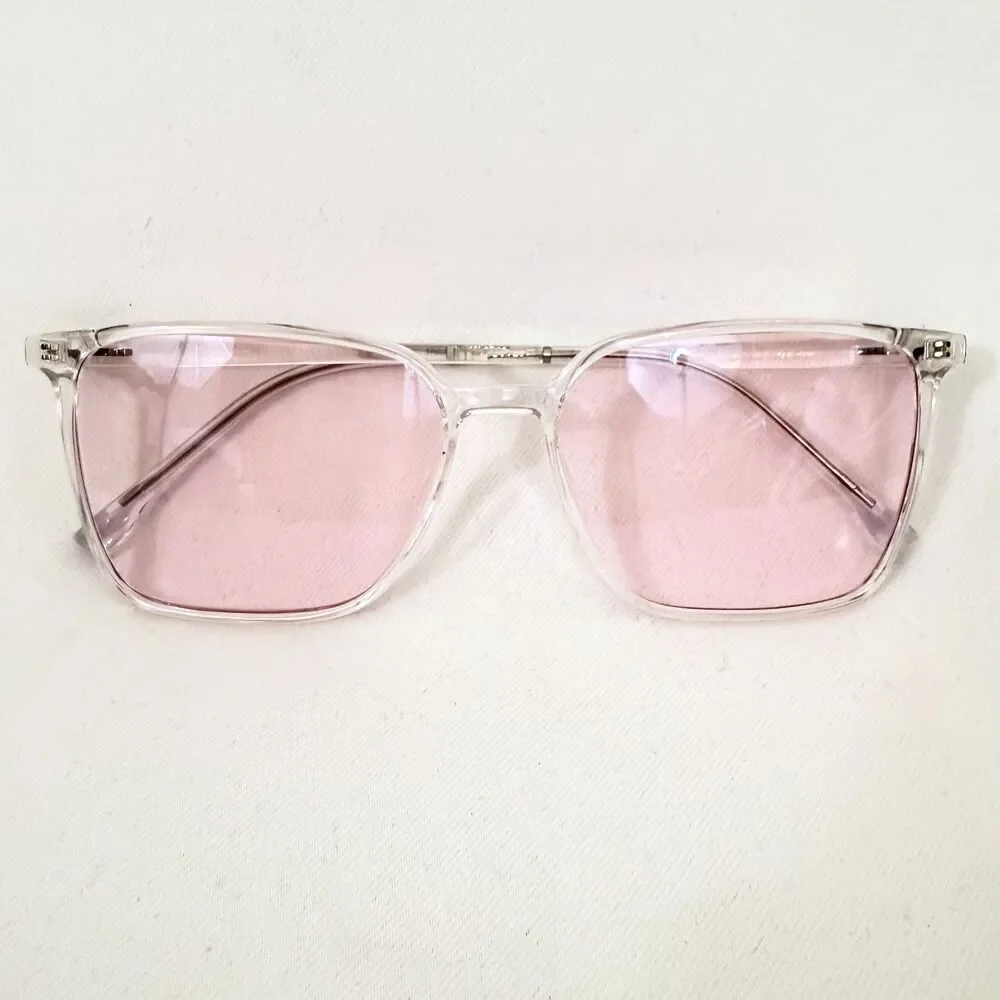 FIRMOO TR30638 Clear Oversized L Glasses Pink Light Fashion Tint 10% Square